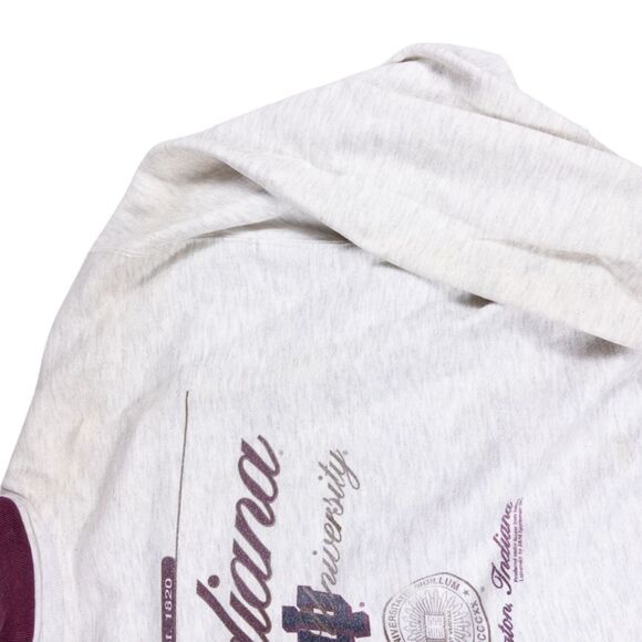 Vintage 90s Indiana University Mockneck Sweatshirt L Gray Maroon Hoosiers USA - Picture 4 of 7